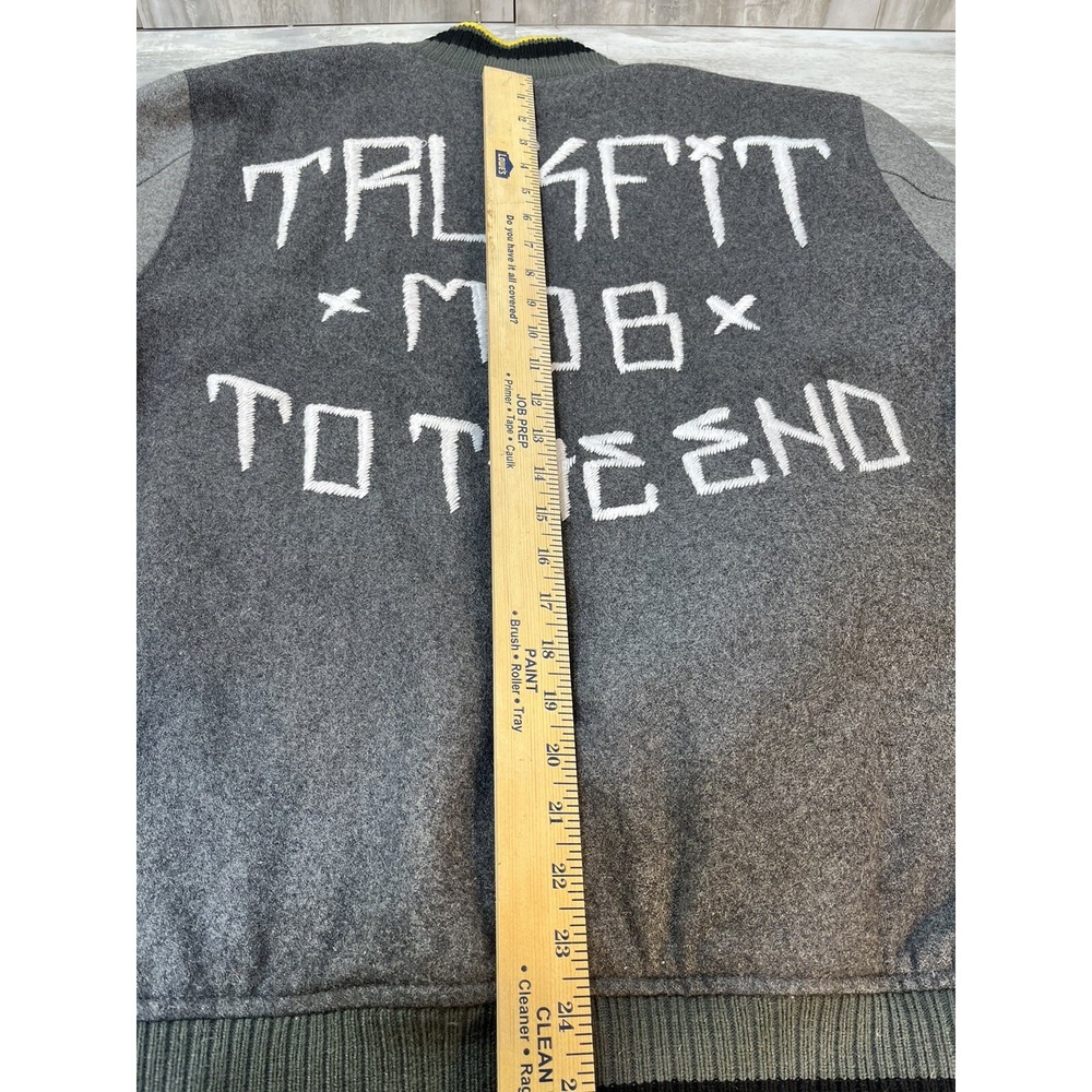 Trukfit Mob Varsity Jacket Mens Large Gray Lil Wayne Lil Weezy To The End WOOL - Picture 14 of 14